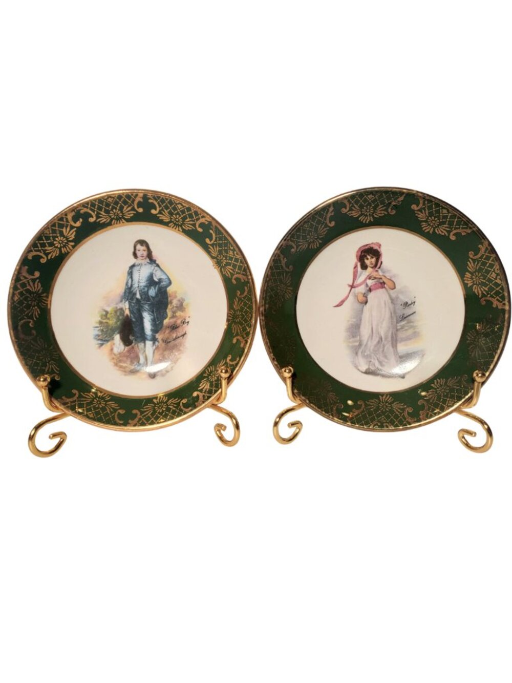 Vintage Royal Falcon Weatherby "Blue Boy" & "Pinkie" Mini Plates -Trinket Dishes